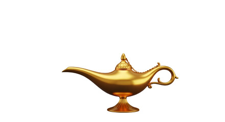 Golden Aladdin Lamp Isolated on White Background
