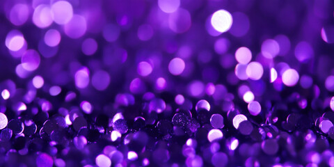 vibrant purple glitter bokeh abstract background sparkling with luminous orbs in ethereal glow ideal for festive wallpaper or mystical banner space