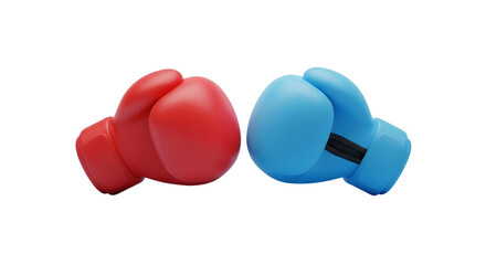 Red and blue boxing gloves on white background