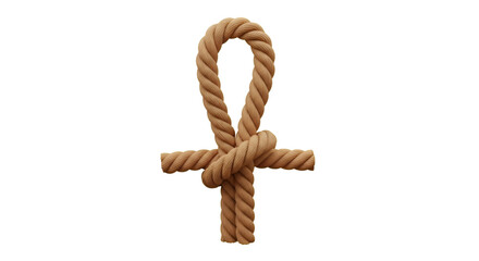 Ancient Egyptian Rope Ankh Symbol Isolated on White Background