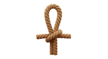 Ancient Egyptian Rope Ankh Symbol Isolated on White Background