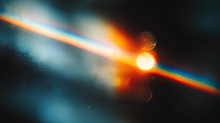 Light leak overlay effect with blur rainbow light leaks and bokeh, retro grain noisy film distressed texture light leak flare on black background, retro film overlay Stock Illustration