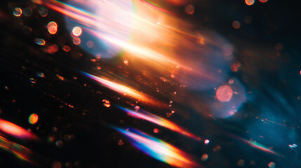 light leak overlay effect with scratch dust and blur colorful light leaks, retro noisy film texture light leak flare on black background, abstract background with colorful light, grunge old film burn