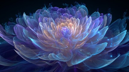 Stunning purple and blue flower with glowing petals and sparks