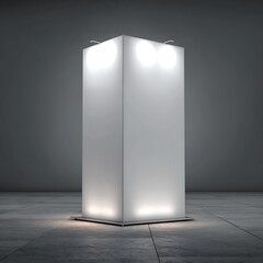 Illuminated cube in minimalist space