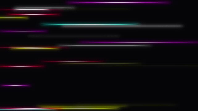 Abstract multicolored horizontal light streaks on a black background