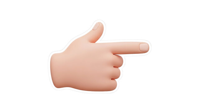 Hand pointing icon 3d. Finger touch, direction emoji gesture. Vector cursor, pointer and navigation icon for apps, UI design. Cartoon soft render realistic style isolated 