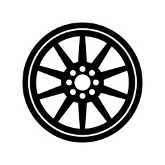 Obraz premium Black car wheel tire alloy design isolated on white background