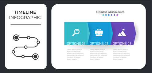 Progress bar featuring 3 arrow-shaped elements, symbolizing the three stages of business strategy and progression. Clean timeline infographic design template. Vector for mobile presentation.