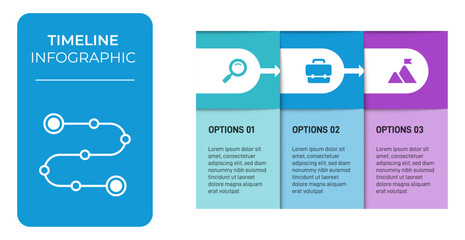 Progress bar featuring 3 arrow-shaped elements, symbolizing the three stages of business strategy and progression. Clean timeline infographic design template. Vector for mobile presentation.