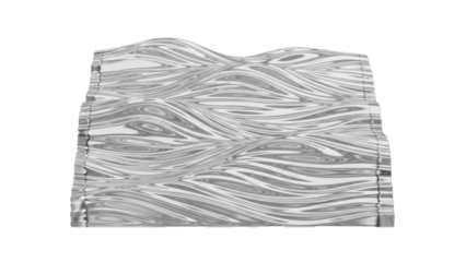 A dynamic monochrome abstract background featuring undulating silver waves and textured lines.