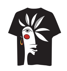 Minimalist Tribal Face Art, Abstract Ethnic Portrait Illustration, Modern Bohemian Vector Graphic