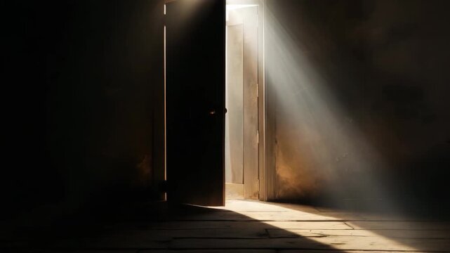 Open Door with Light Symbolizing Hope and New Beginning