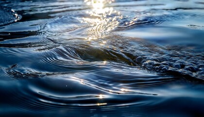 Captivating Close Up Of Flowing Water With Light Reflections