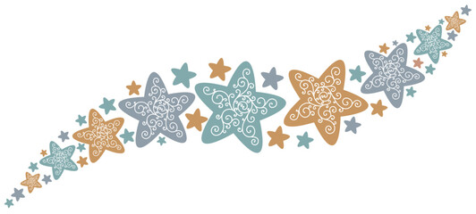Multi-color Flowing Star Arrangement Vector Graphic