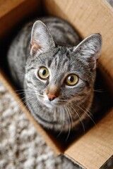 Adorable Cat in Box