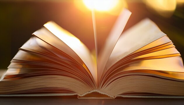 close up of book pages with warm lighting and soft focus in minimalist composition