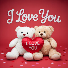 Teddy Bears with I Love You Heart on Valentine's Day