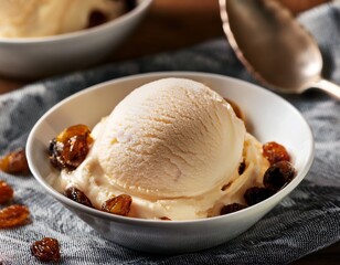 rum raisin ice cream with rum soaked raisins
