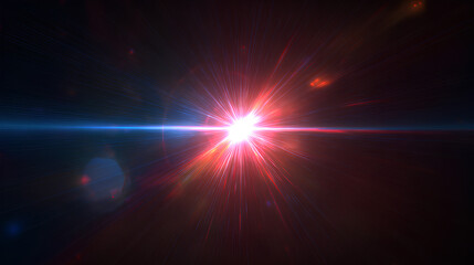 Obraz premium Red Glowing Light Star. Lens Flare. explodes bright blue light. Sun glare effect. Bright flash. Stock Illustration