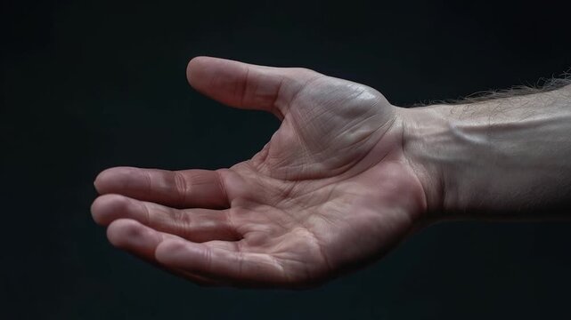 Video A person's hand holding something in their palm, suitable for use in scenarios where a human touch is needed