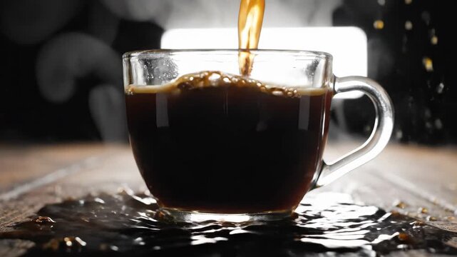 Pouring Coffee into a Glass Cup - A Morning Ritual.