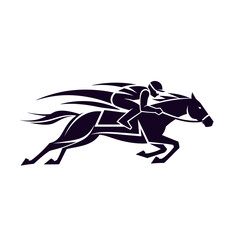 Fototapeta premium Dynamic black and white stylized horse racing with a jockey embracing speed