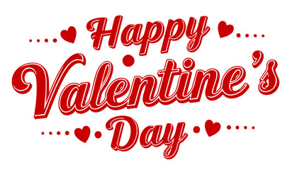 Happy Valentines Day greeting card. Calligraphic design for print cards, banner, poster Hand drawn text lettering for Valentines Day with hearts shape Vector illustration isolated on white background.