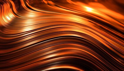 Abstract Metallic Wave Background With Orange Reflections Surface Design