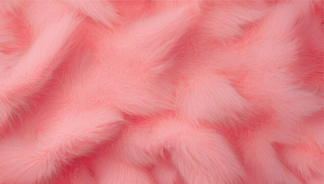 Pink fur background. Polar soft pink fluffy fluffy sheepskin background texture. Abscract pink coral fur natural skin background texture. Plush fluffy soft pink fur pattern. Vector illustration.