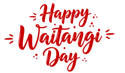 Waitangi day. 6 february New Zealand. Hand lettering design for Waitangi day. Vector illustration Hand drawn text for New Zealand holiday. Script. Calligraphic design for print card, banner, poster.