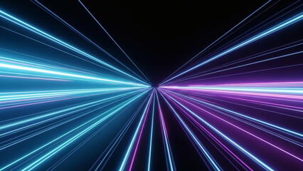 Modern abstract high-speed movement. Dynamic motion light trails with motion blur effect on dark background. Futuristic, technology pattern for banner or poster design.