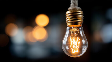 Vintage Edison bulb hanging, ideas and lighting inspiration, retro fixture design, ambient illumination element, decorative pendant display, with copy space