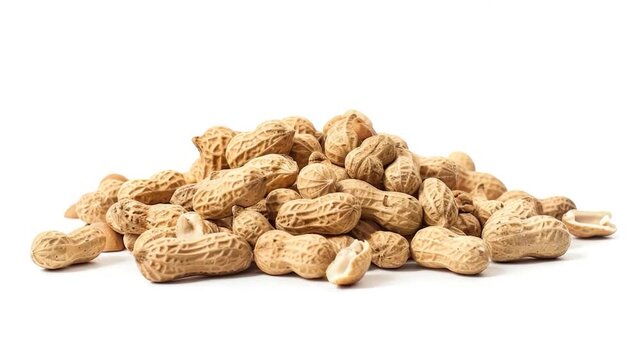 Video A collection of peanuts arranged on a clean white background