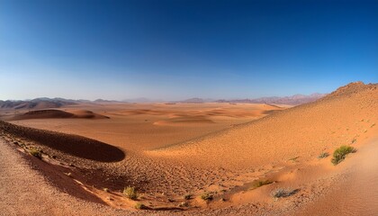 Vast Desert Landscape Under A Clear Blue Sky