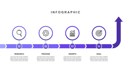 Business road map timeline infographic concept. with icons and 4 steps, workflow layout, diagram, report, web design. Business Milestone. Vector illustration.