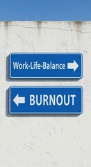 Obraz premium Work-Life Balance vs Burnout Decision Signpost