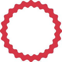 Vector Red Circular Scalloped Frame or Empty Seal Border