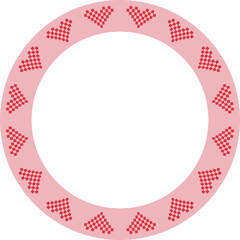 Vector Pink and Red Circular Frame with Geometric Heart Pattern