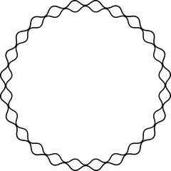 Vector Dark Blue Circular Wavy Frame or Scalloped Border