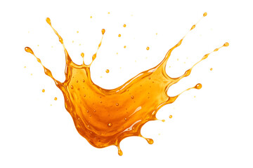 Golden Honey Splash Liquid Motion Effect Isolated on a Transparent Background