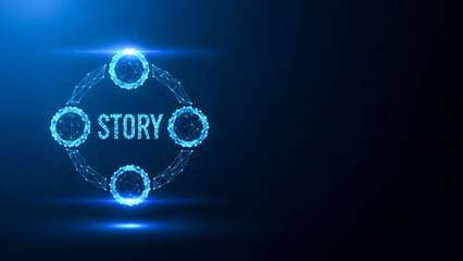 Abstract futuristic story concept with glowing geometric circles and
