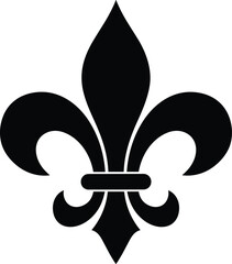 Fleur de lis vector silhouette, elegant French royal symbol, heraldic lily design, decorative emblem illustration, classic ornamental icon for history, culture, tradition © MrsAnoawra