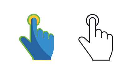 Fototapeta premium Two hand icons demonstrating a clicking or pointing action in different styles