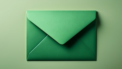 simple green envelope with a minimalist design on a light colored paper background