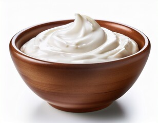 sour cream in bowl cut out on transparent