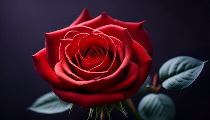 striking visual of a single vibrant red rose blossom captured dramatically against a deep seamless black studio backdrop macro symbolic elegance