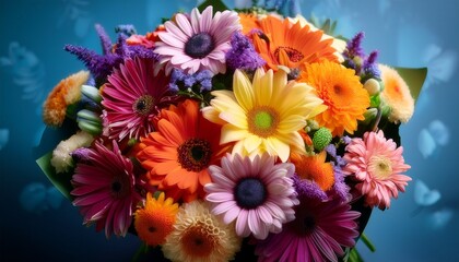 a vibrant bouquet of diverse fresh and colorful blossoms artfully arranged fresh bouquet