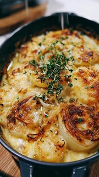 K&auml;se-Kartoffel-Pfanne mit R&ouml;stzwiebeln