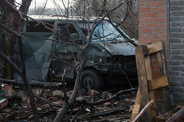 12_15_2025 Donetsk region Ukraine destroyed car 